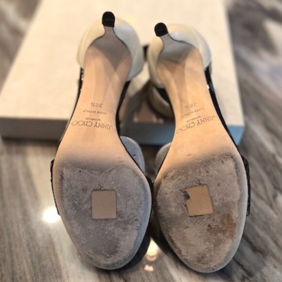 Jimmy Choo Livvi 85 Pump-Off-White/Black-Size 38.5 - Picture 14 of 14